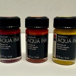 Graphix Aqua Ink Set - Red, Orange, Yellow lot of 3